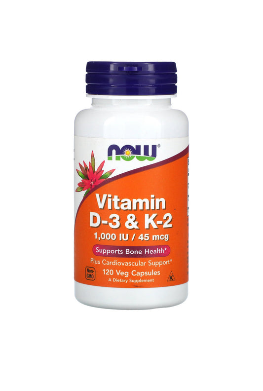 NOW Foods, Vitamin D-3 & K-2, 120 Veg Capsules